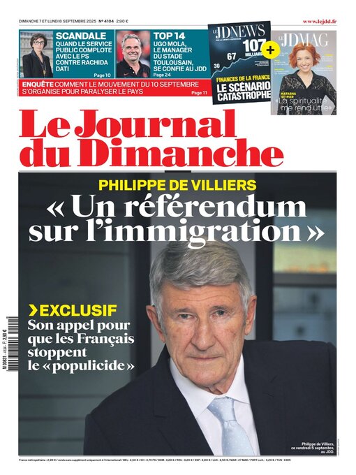 Détails du titre pour Le Journal du dimanche par Lagardere Media News - Disponible